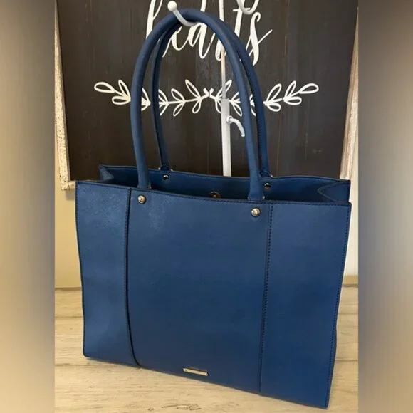 Rebecca Minkoff Saffiano Leather Blue Tote Bag shoulder bag - Picture 3 of 9